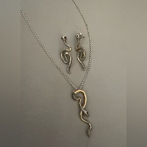 Judith Jack Sterling silver & gold Snake Necklace & Earrings